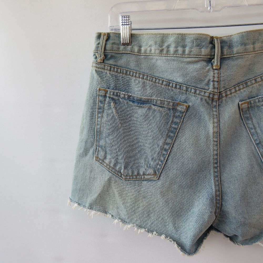 GRLFRND Shorts Women's 28 Blue The Adrianna Boho Distressed Jean Blue Shorts - Picture 11 of 16